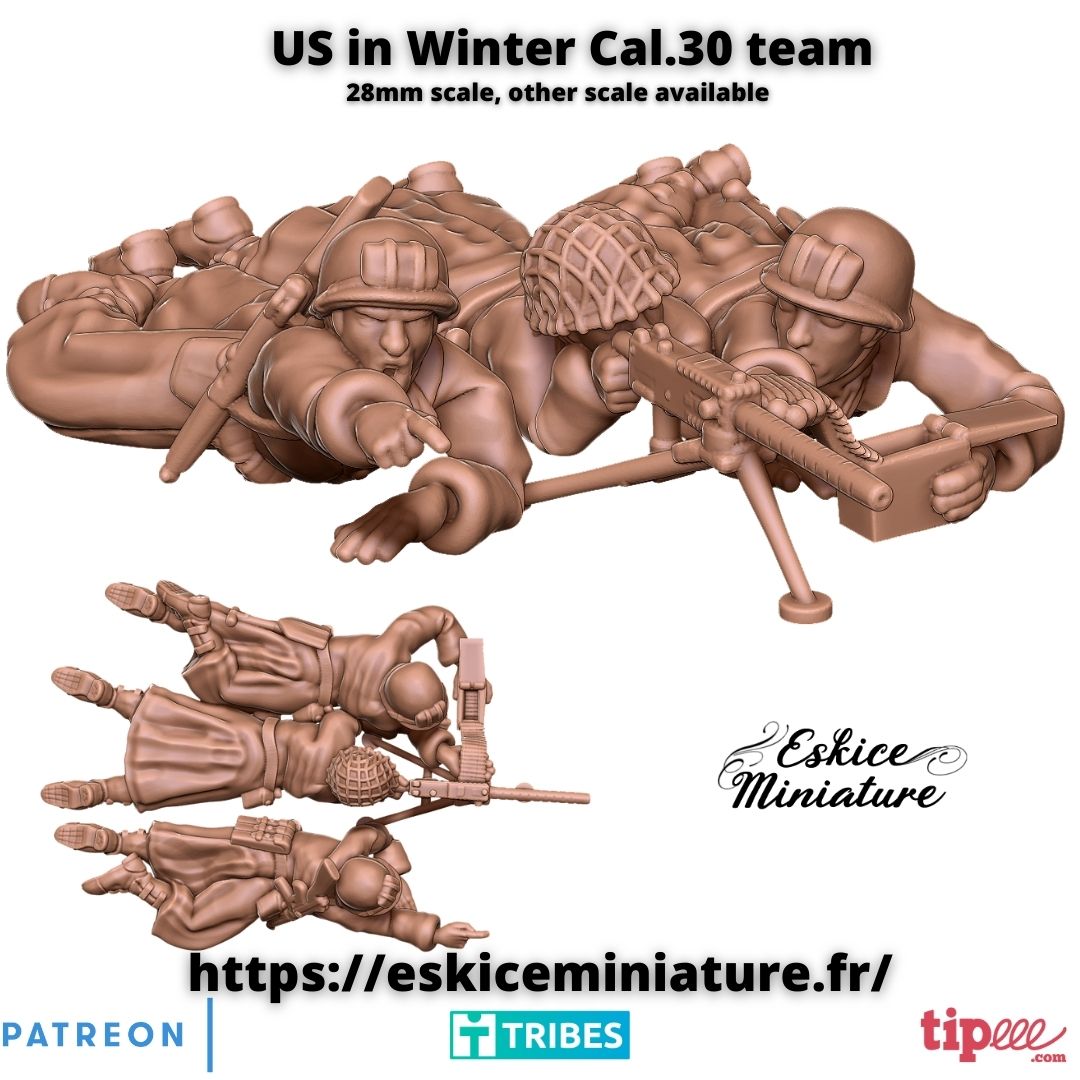US soldiers in winter cal.30 team - 28mm